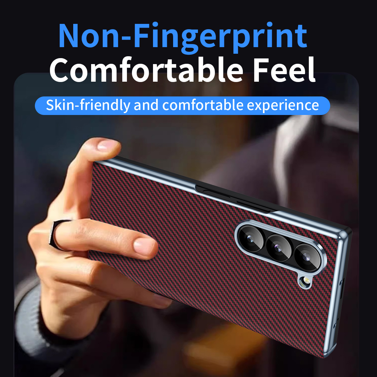Carbon Fiber Pattern Shockproof  Protective Hinge Case with Mirror Film For Samsung Galaxy Z Fold 6/5/4/3