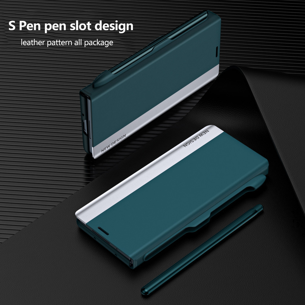 Luxury Leather Electroplating Holder Pen Slot Phone Case For Samsung Galaxy Z Fold 6 5 4 3 