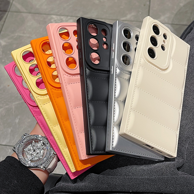Luxury Down Jackets Air-Bags Liquid Case For Samsung Galaxy S24 Plus Ultra