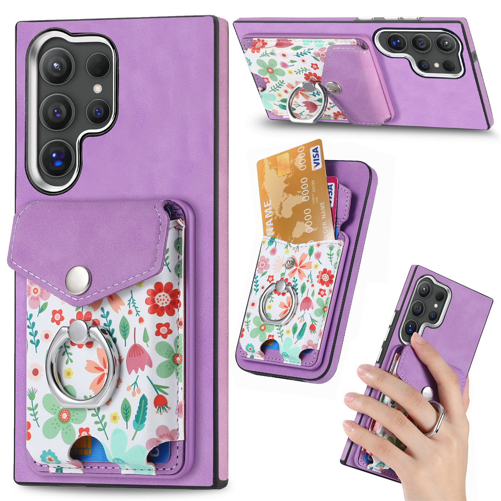 2-in-1 Magnetic Detachable Painted Card Slot Wallet Case for Samsung Galaxy S24 S23 S22 Series