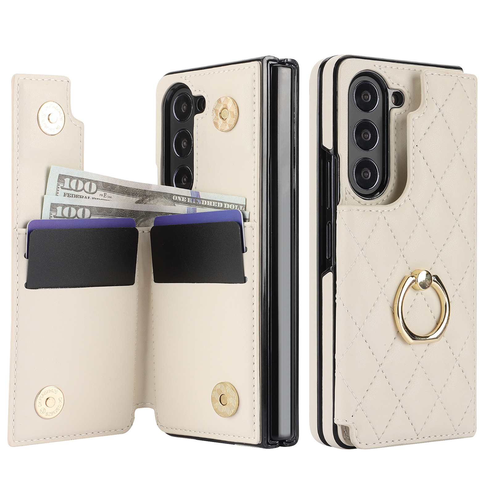 Luxury Wallet Leather Case Blocking Ring Kickstand Flip Leather Case for Samsung Galaxy Z Fold 3 4 5 6