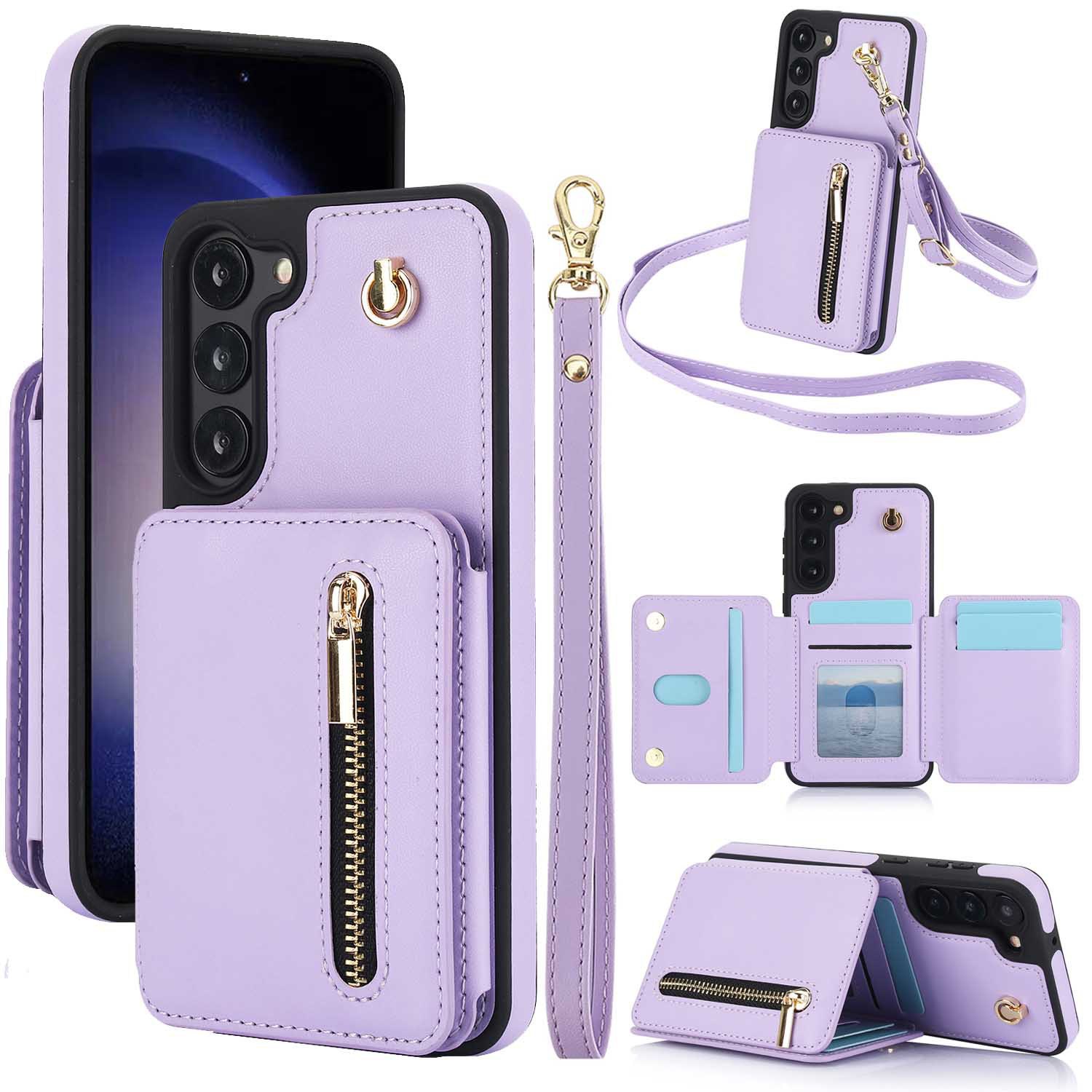 Zipper Card Slot Holder Wallet Crossbody Lanyard Phone Case for Samsung Galaxy S23/S23 Plus