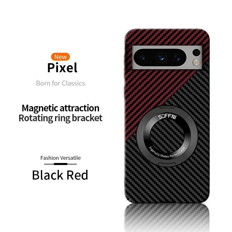 Ultra Thin Matte Carbon Fiber Wireless Charging Magnetic Ring For Google Pixel 8 7 Pro 7A