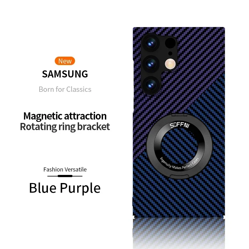 Ultra Thin Matte Carbon Fiber Wireless Charging Magnetic Ring for Samsung Galaxy S24 S23 S22 S21 Series