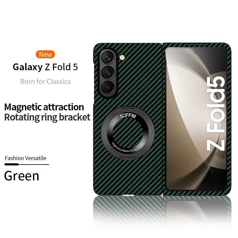 Ultra Thin Matte Carbon Fiber Wireless Charging Magnetic Ring For Samsung Galaxy Z Fold 5 4 3 