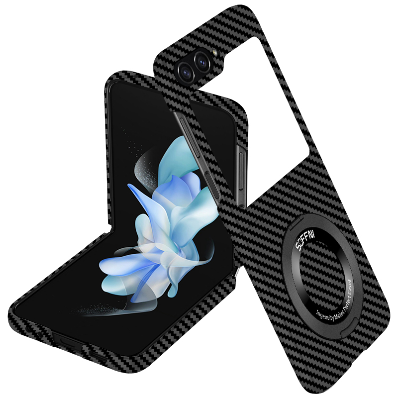 Ultra Thin Matte Carbon Fiber Wireless Charging Magnetic Ring for Samsung Galaxy Z Flip 5 4 3 