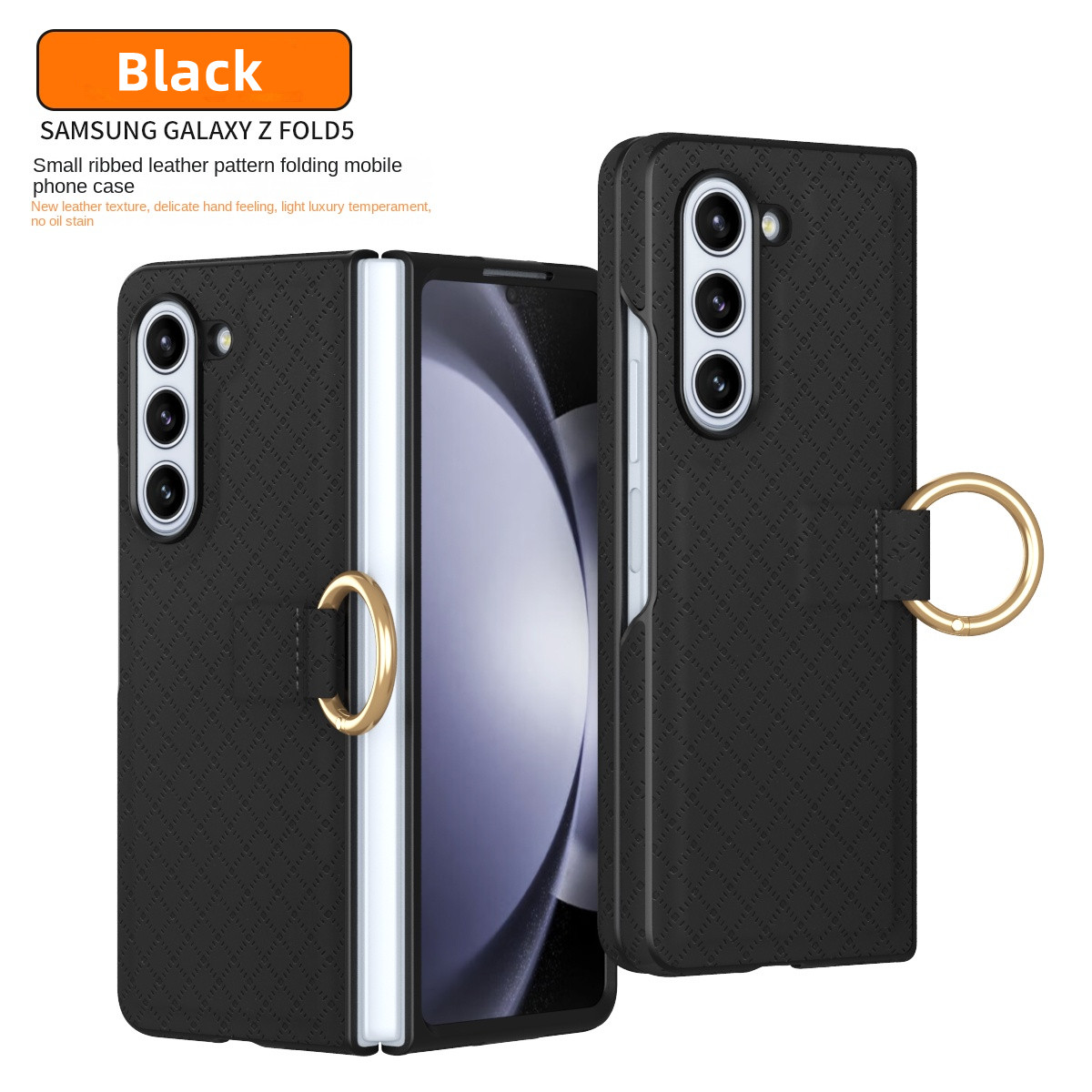 High Quality Leather Ring Phone Case for Samsung Galaxy Z Fold 5 4 3