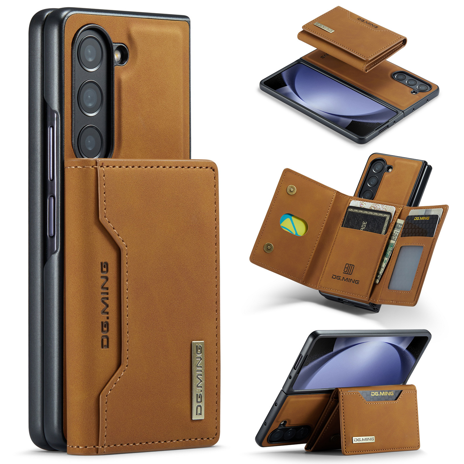 Luxury Card Holder Leather Magnetic Pocket Wallet Phone Case For Samsung Galaxy Z Fold 6 5 4 3 