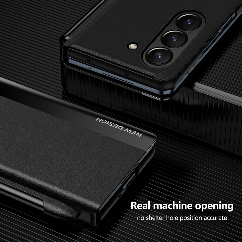 Luxury Leather Electroplating Holder Pen Slot Phone Case For Samsung Galaxy Z Fold 6 5 4 3 