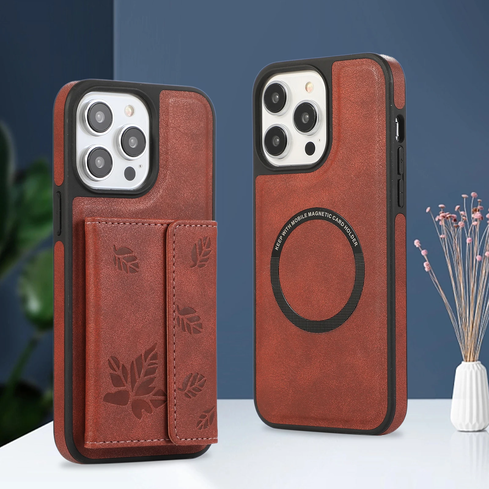 2 in 1 Detachable Magnetic Phone Case with Card Holder for iPhone 16 15 14 13 12 Series