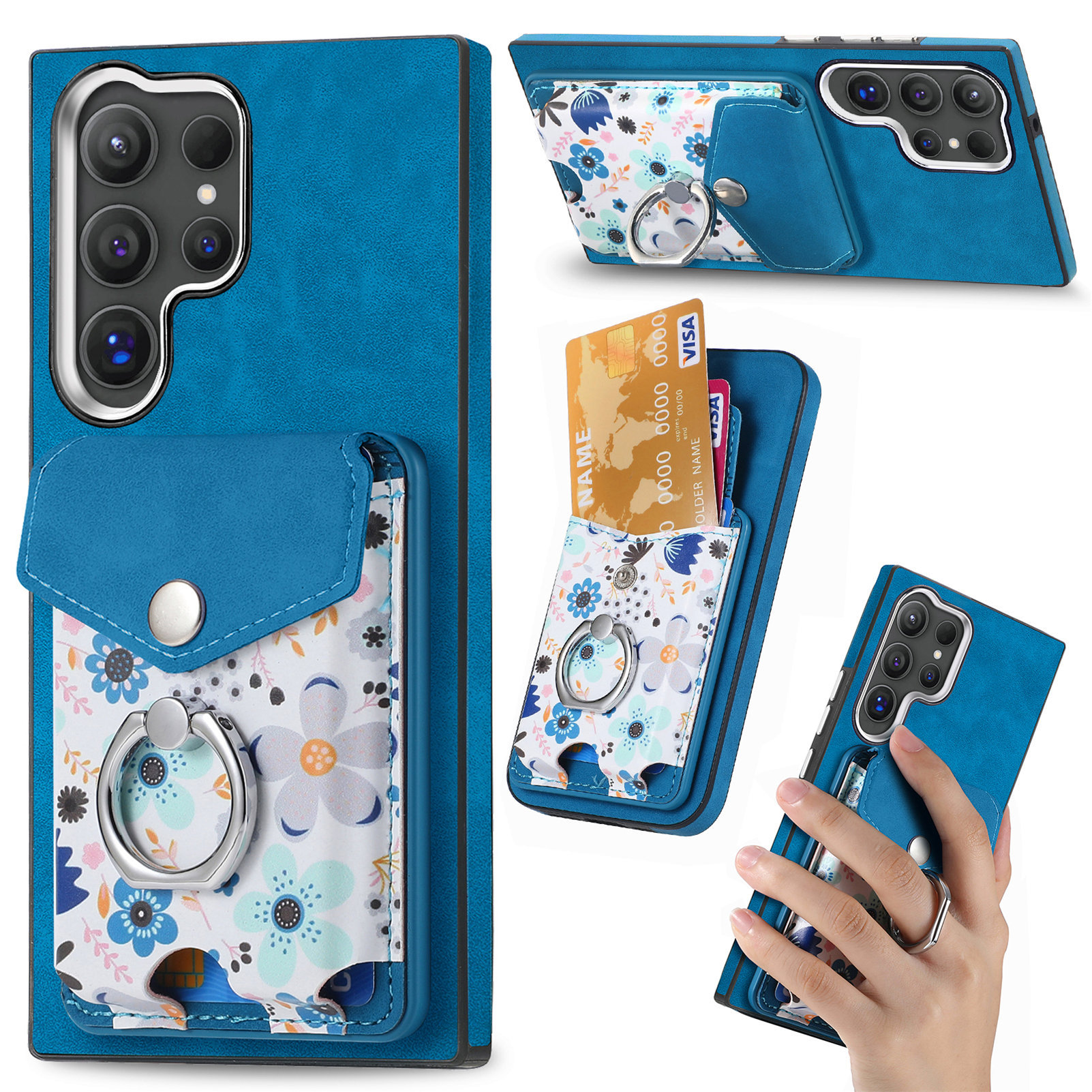 2-in-1 Magnetic Detachable Painted Card Slot Wallet Case for Samsung Galaxy S24 S23 S22 Series