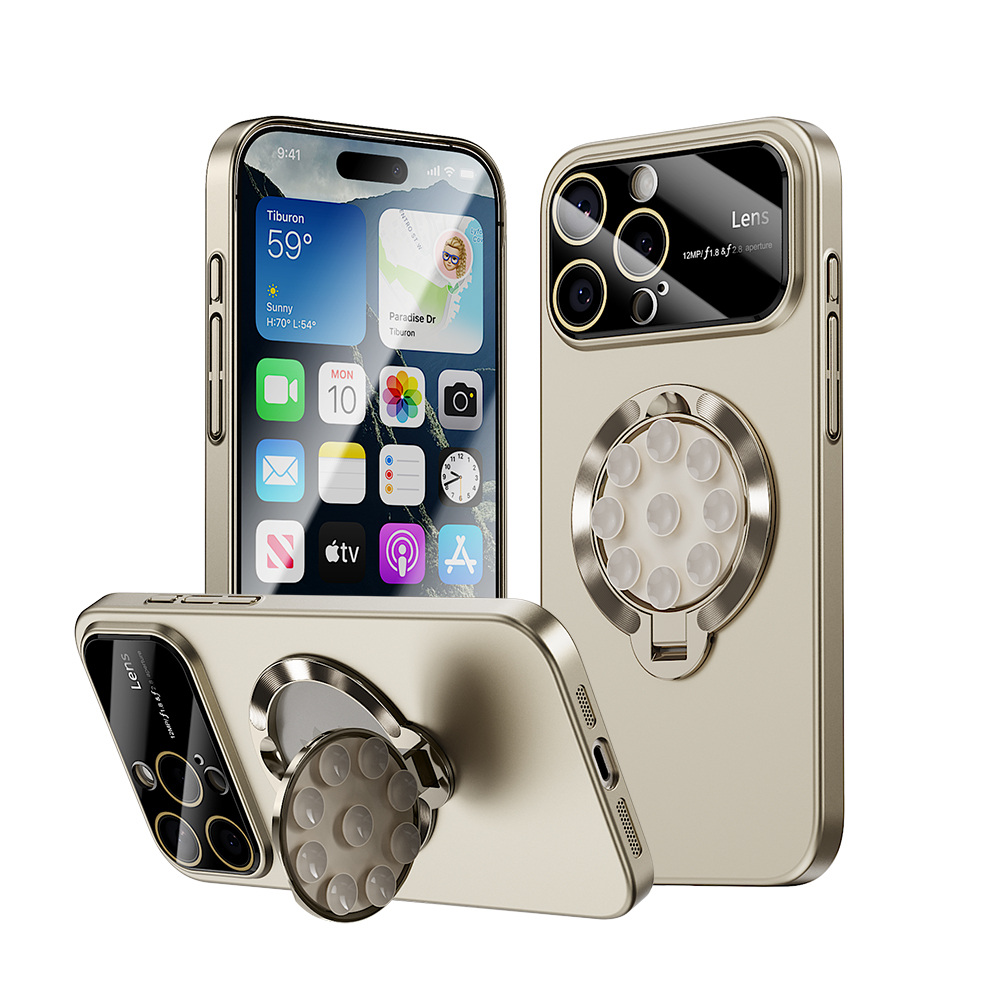 Luxury Suction Cup Holder Stand Magsafe Case for iPhone 16 15 14 13 12 Pro Max