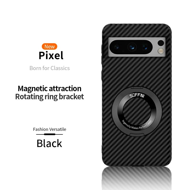 Ultra Thin Matte Carbon Fiber Wireless Charging Magnetic Ring For Google Pixel 8 7 Pro 7A