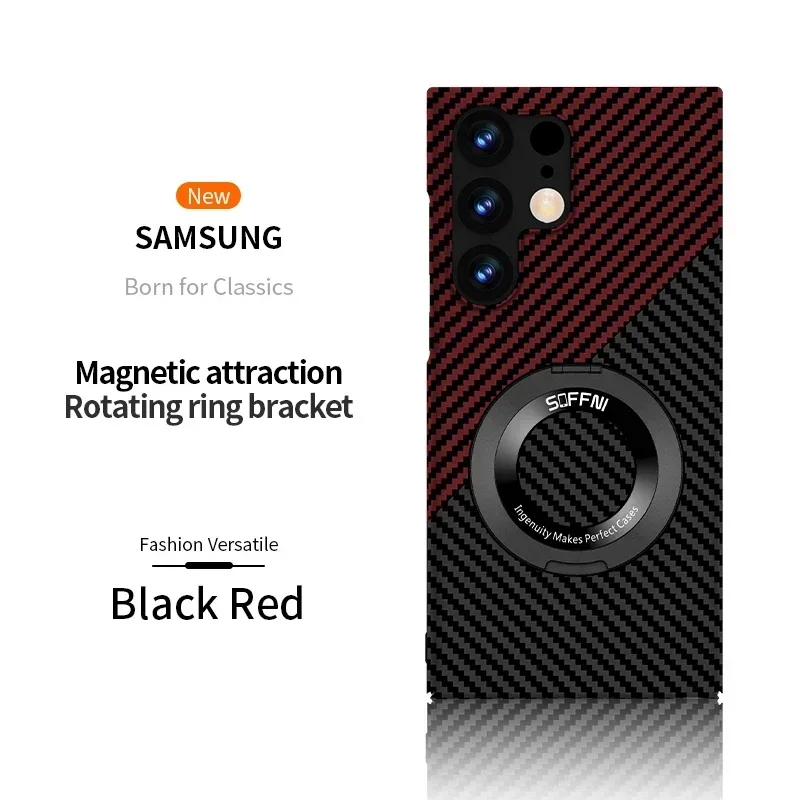 Ultra Thin Matte Carbon Fiber Wireless Charging Magnetic Ring for Samsung Galaxy S24 S23 S22 S21 Series