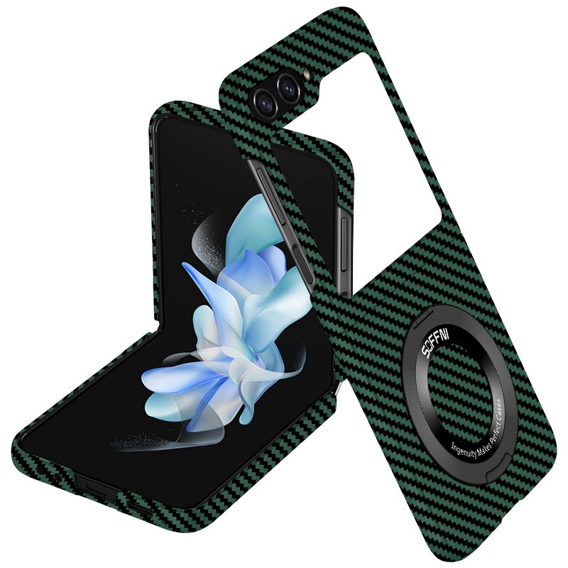 Ultra Thin Matte Carbon Fiber Wireless Charging Magnetic Ring for Samsung Galaxy Z Flip 5 4 3 