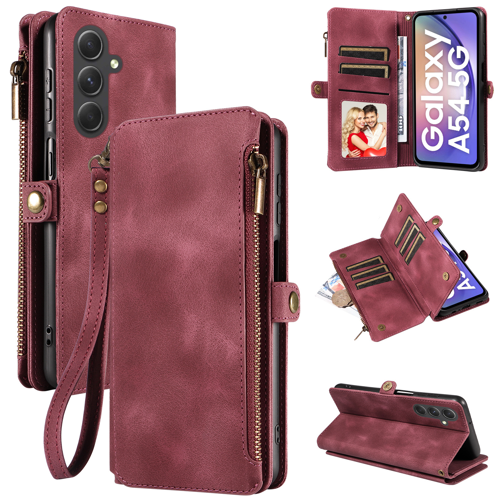 Multi-pocket Leather Wallet Case for Samsung Galaxy A55 A35 A25 A15