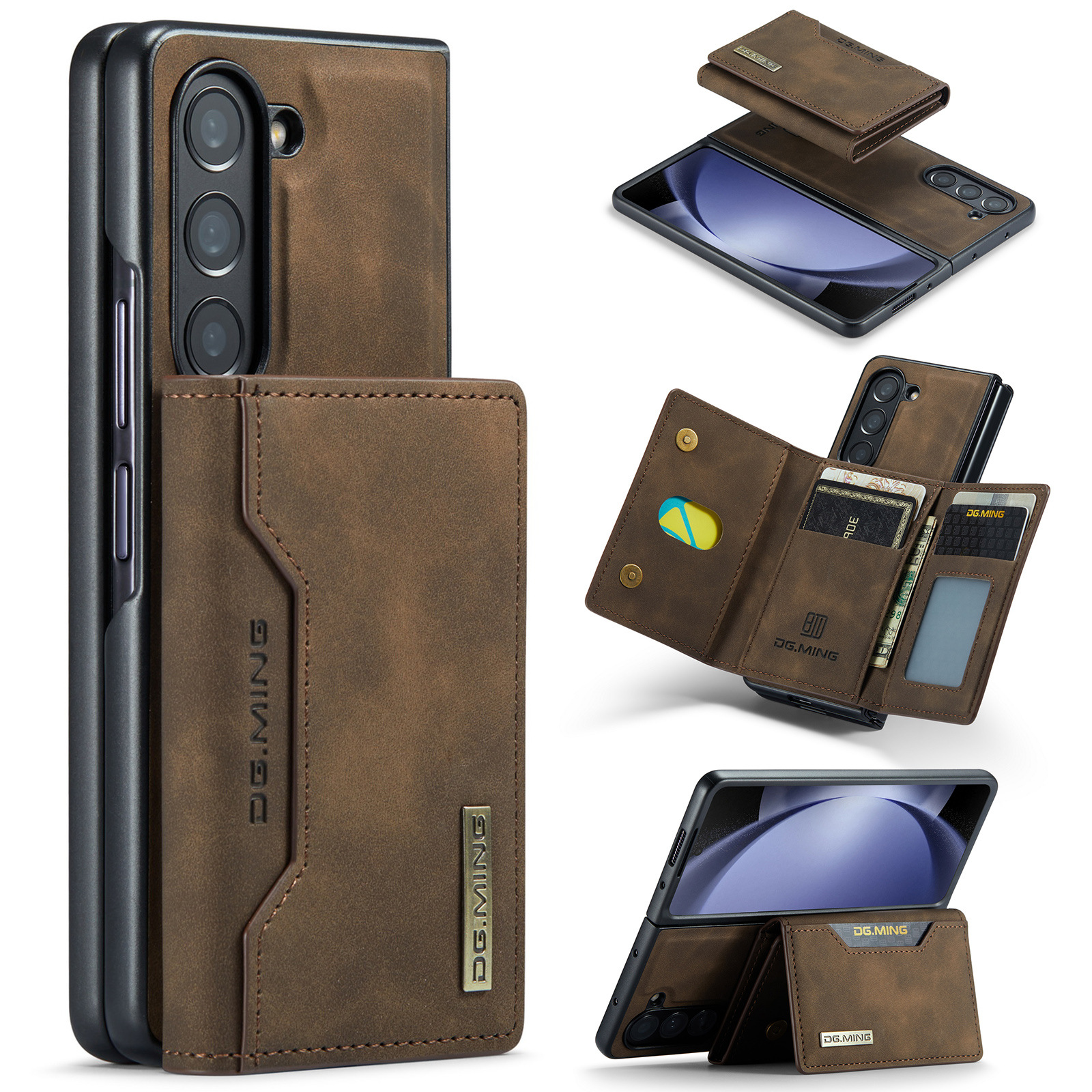Luxury Card Holder Leather Magnetic Pocket Wallet Phone Case For Samsung Galaxy Z Fold 6 5 4 3 
