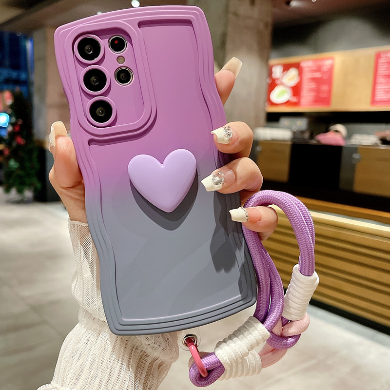 Gradient Love Wave Border Phone Case for Samsung Galaxy S24 Plus Ultra
