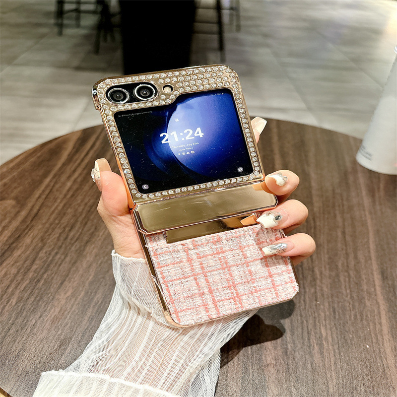 Electroplating Leather Hard Shell Phone Case for Samsung Galaxy Z Flip 6 5 4 3 