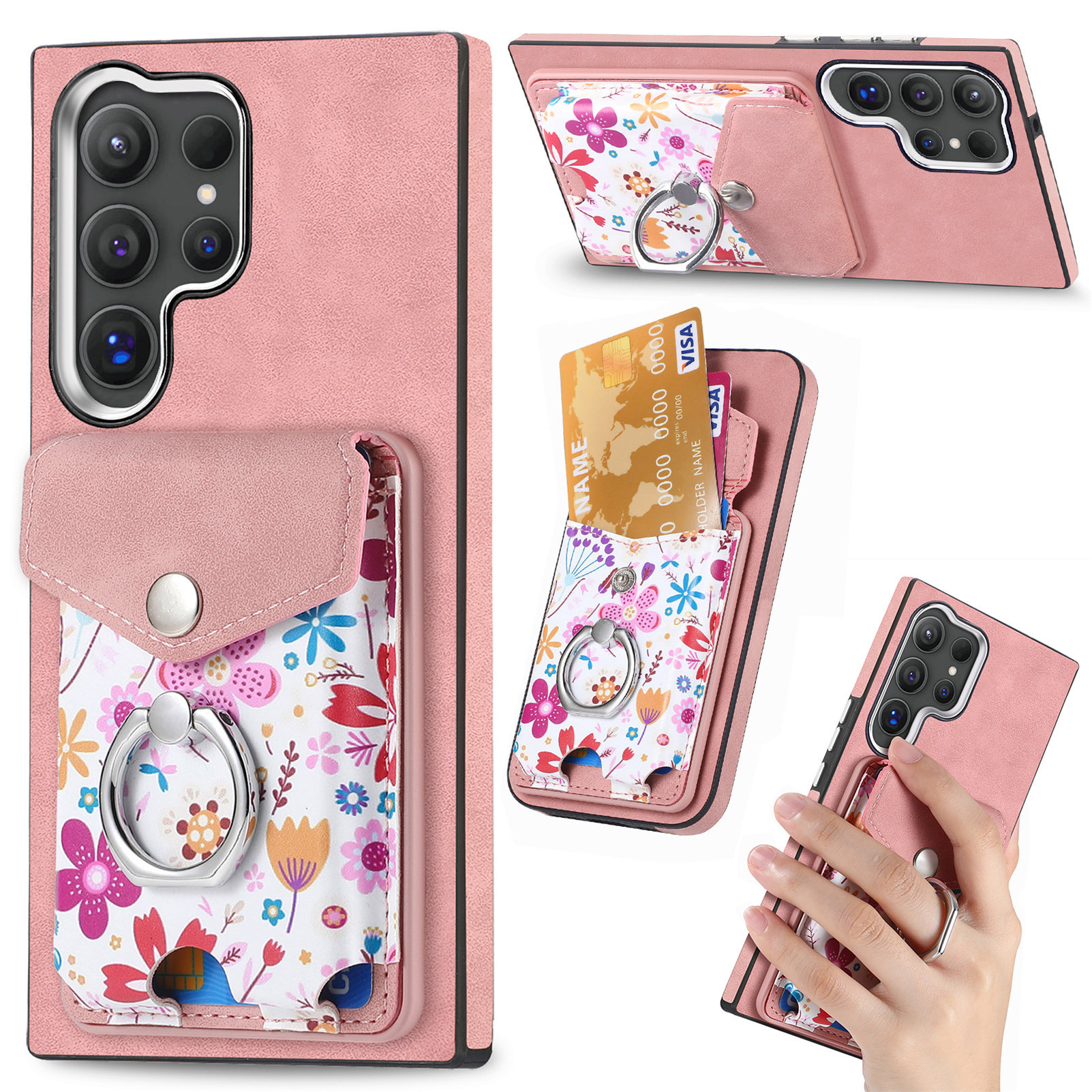 2-in-1 Magnetic Detachable Painted Card Slot Wallet Case for Samsung Galaxy S24 S23 S22 Series