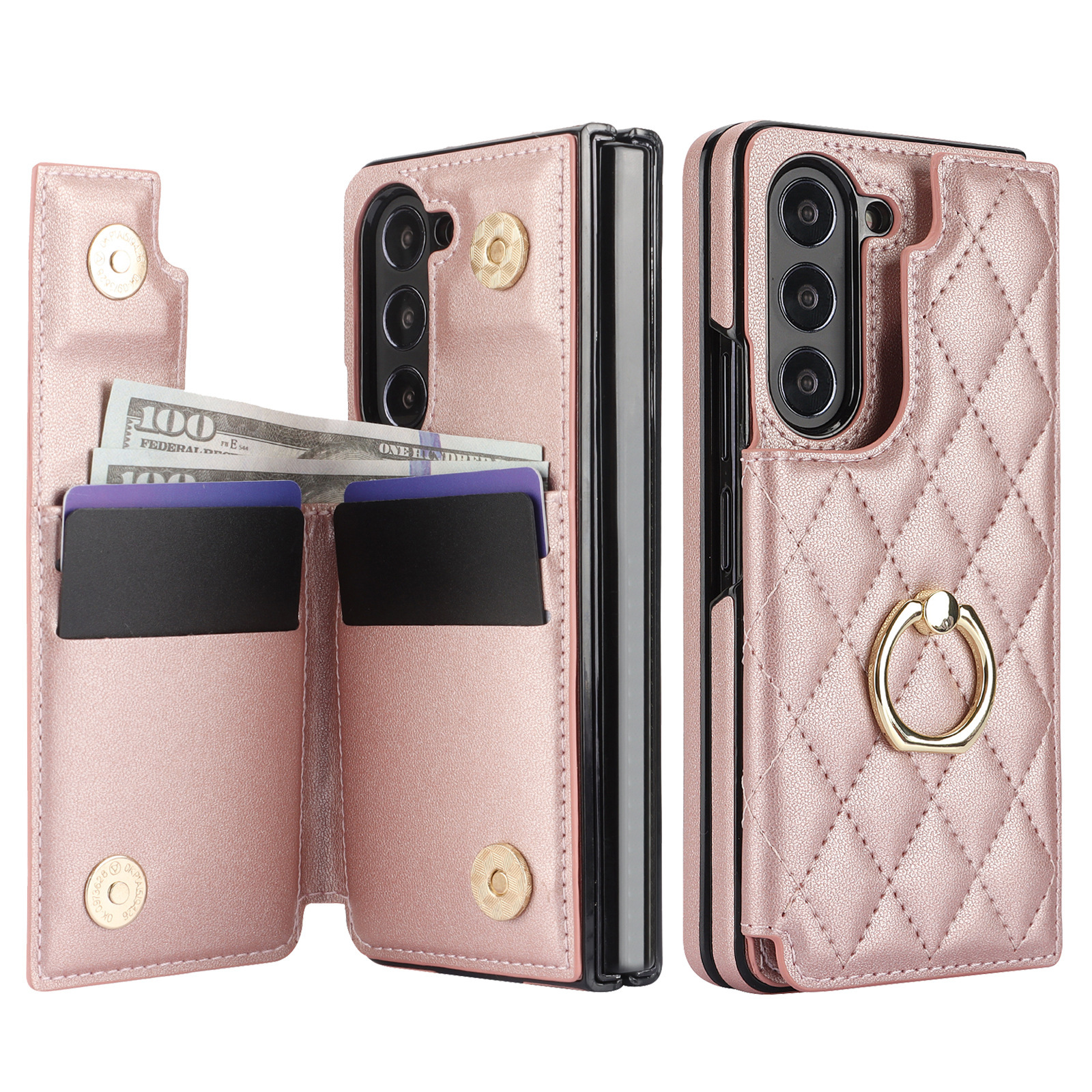 Luxury Wallet Leather Case Blocking Ring Kickstand Flip Leather Case for Samsung Galaxy Z Fold 3 4 5 6