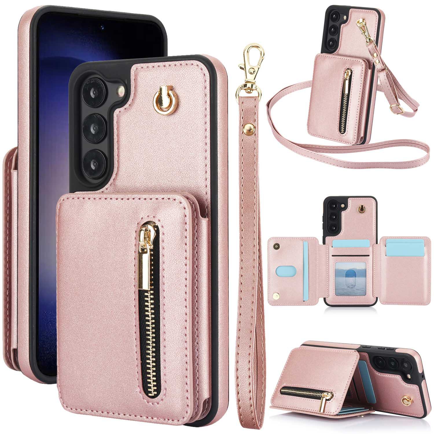 Zipper Card Slot Holder Wallet Crossbody Lanyard Phone Case for Samsung Galaxy S23/S23 Plus