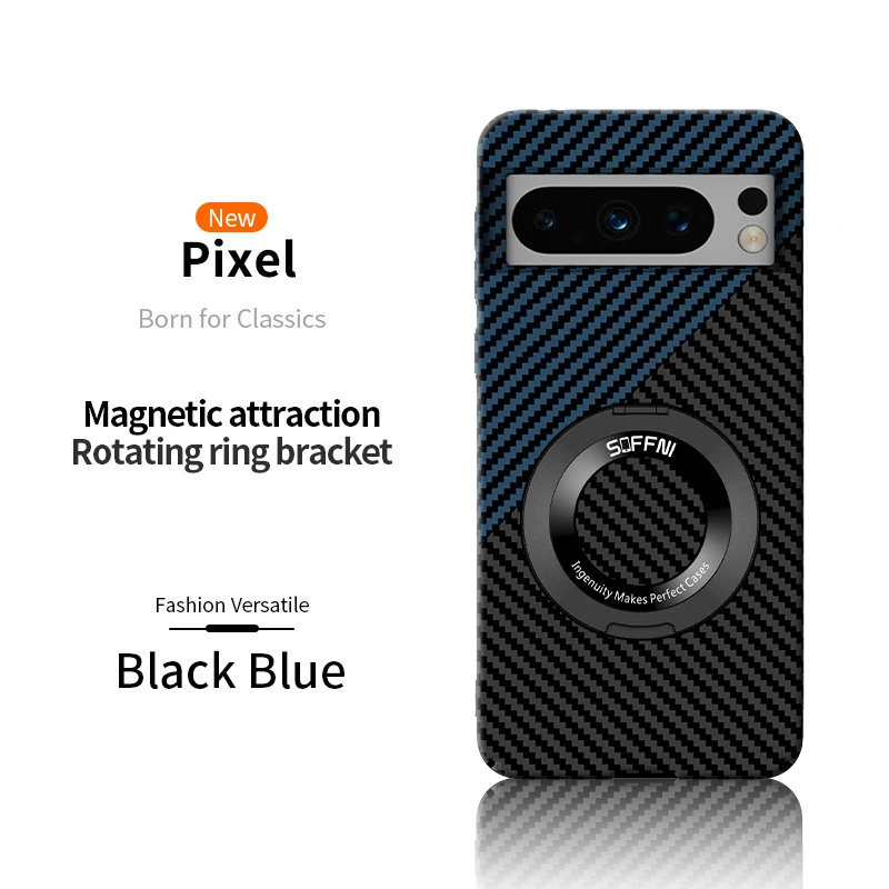 Ultra Thin Matte Carbon Fiber Wireless Charging Magnetic Ring For Google Pixel 8 7 Pro 7A