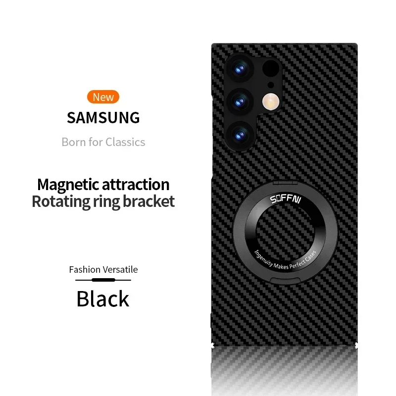 Ultra Thin Matte Carbon Fiber Wireless Charging Magnetic Ring for Samsung Galaxy S24 S23 S22 S21 Series