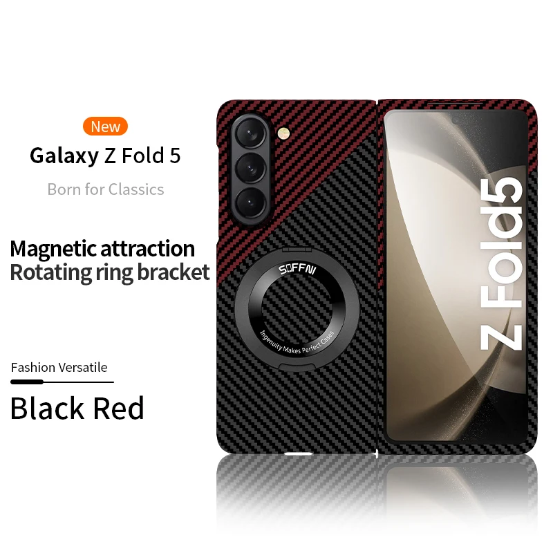 Ultra Thin Matte Carbon Fiber Wireless Charging Magnetic Ring For Samsung Galaxy Z Fold 5 4 3 