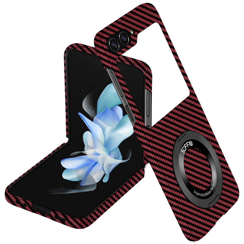 Ultra Thin Matte Carbon Fiber Wireless Charging Magnetic Ring for Samsung Galaxy Z Flip 5 4 3 
