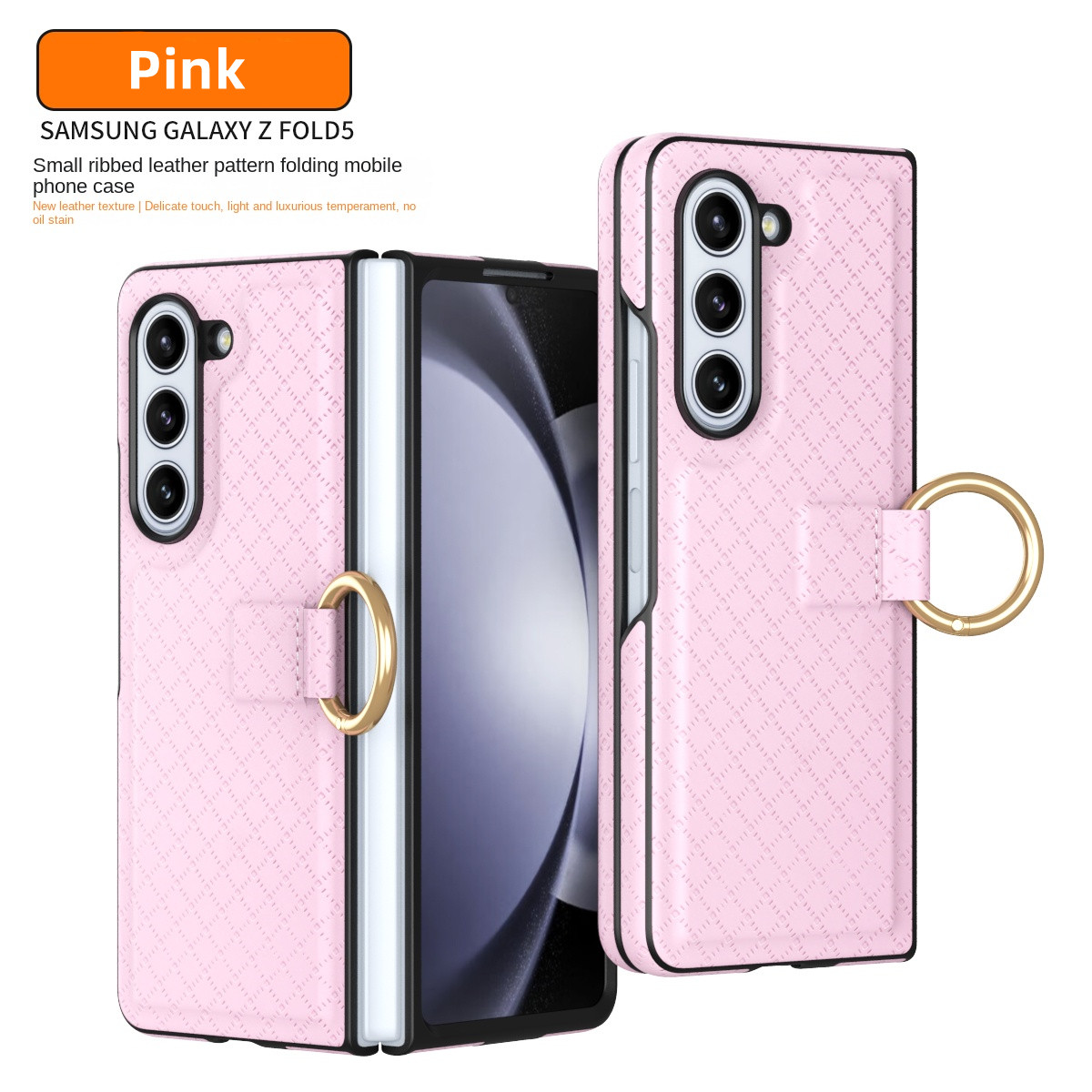 High Quality Leather Ring Phone Case for Samsung Galaxy Z Fold 5 4 3