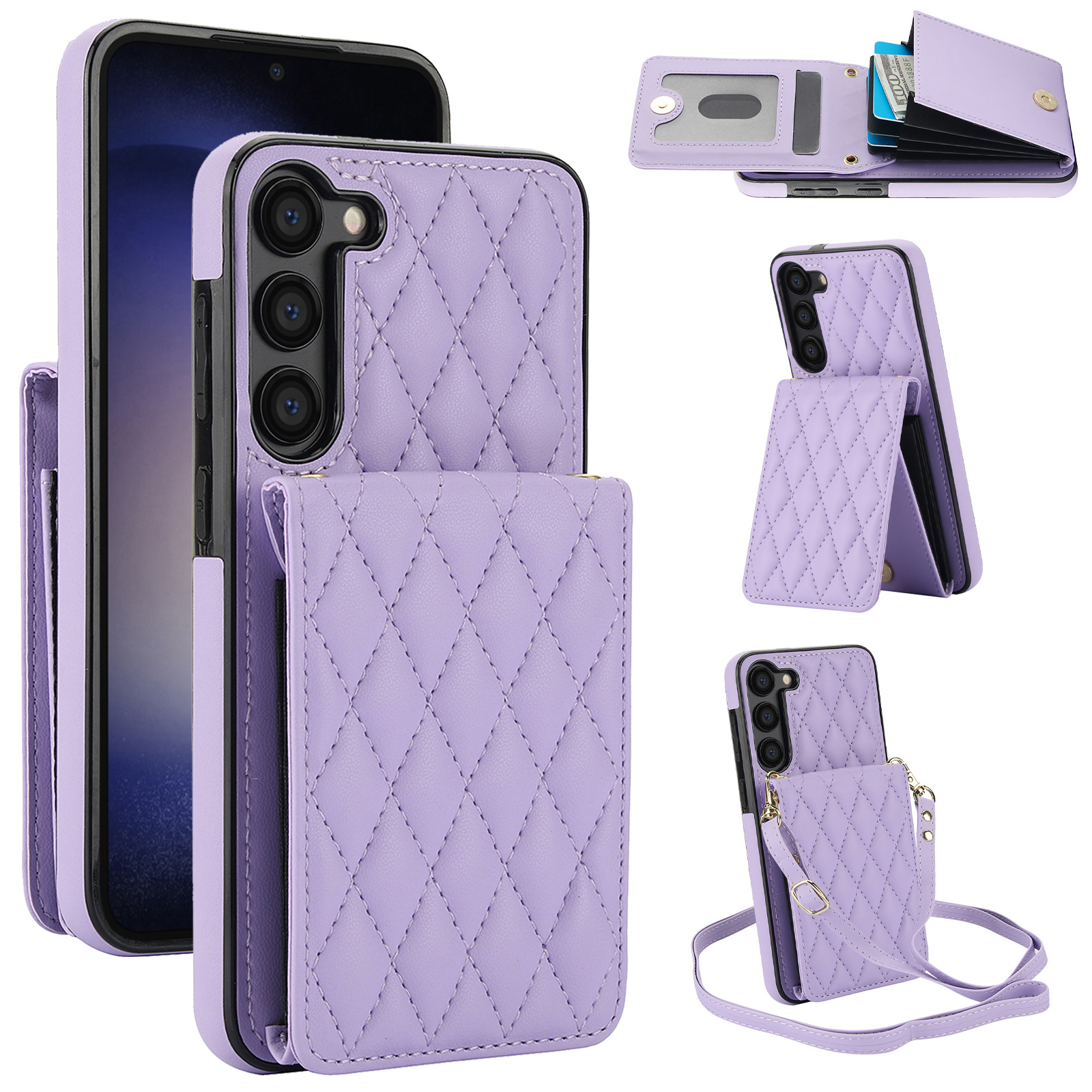 Crossbody Lanyard Leather Wallet Card Phone Case for Samsung Galaxy A55 A35 A25 A15