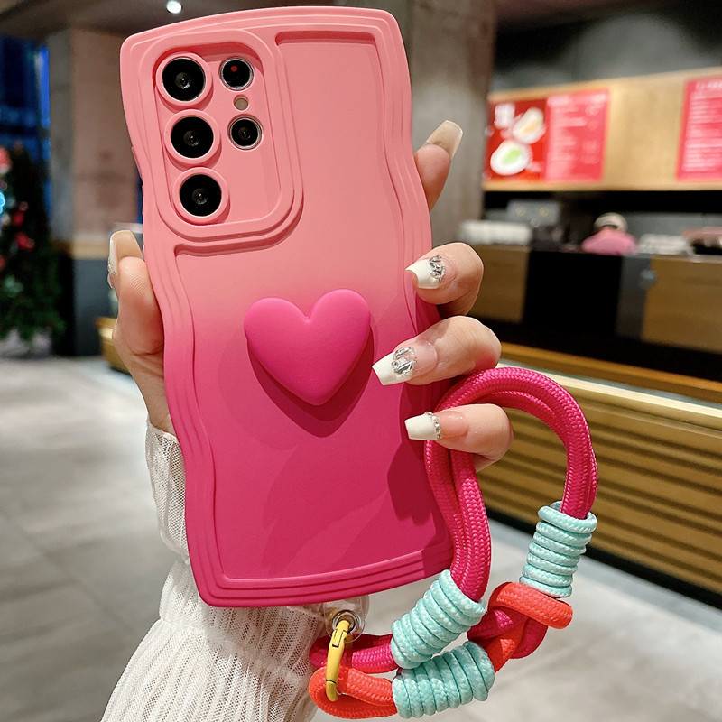 Gradient Love Wave Border Phone Case for Samsung Galaxy S24 Plus Ultra