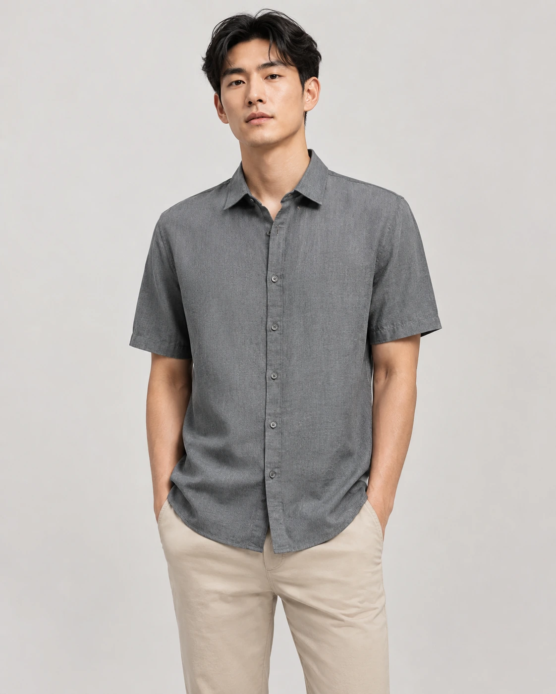 Men's Breathable Cotton-Linen Short Sleeve Shirt
