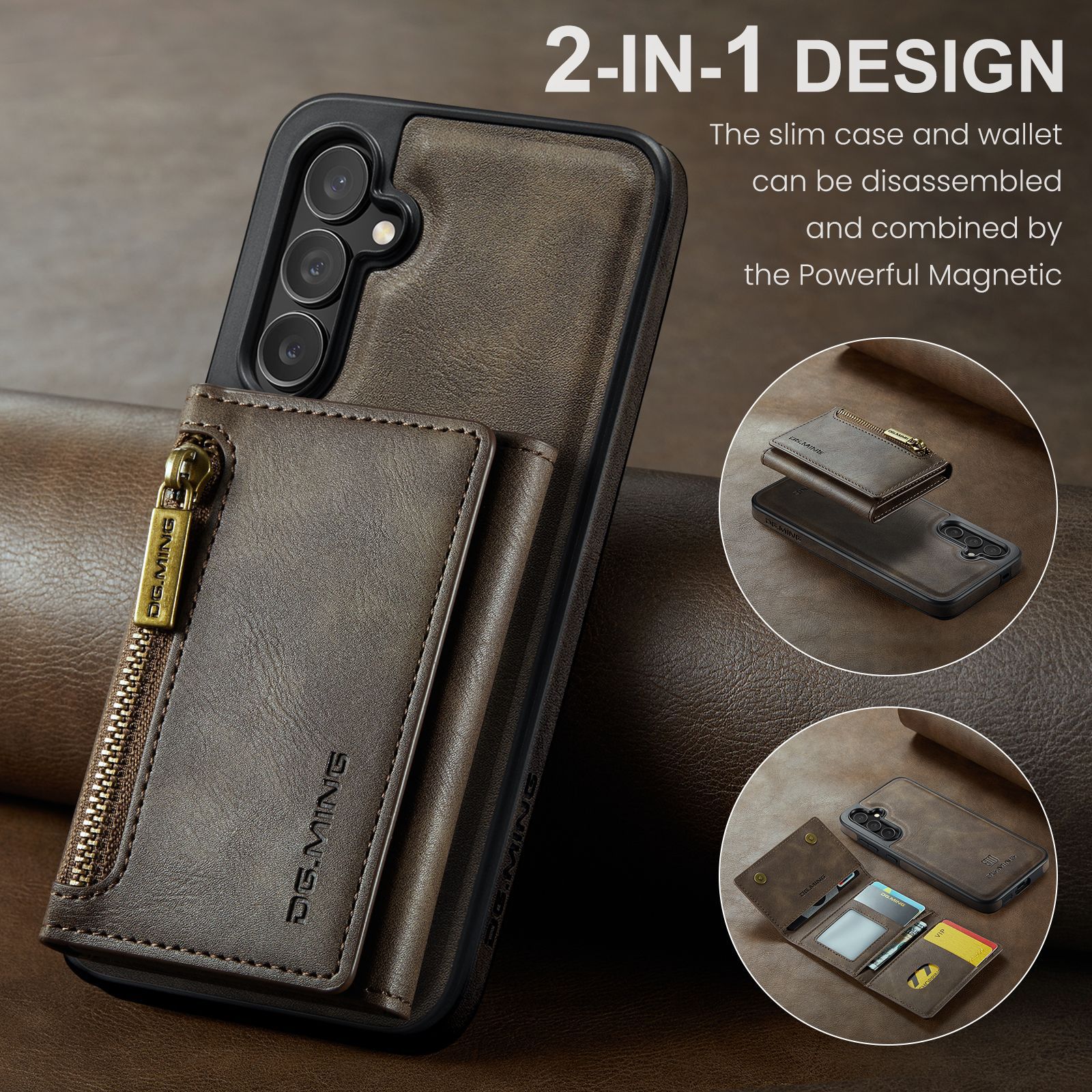 2 In 1 Detachable Magnetic Leather Wallet Phone Case For Samsung Galaxy S23/S24 FE