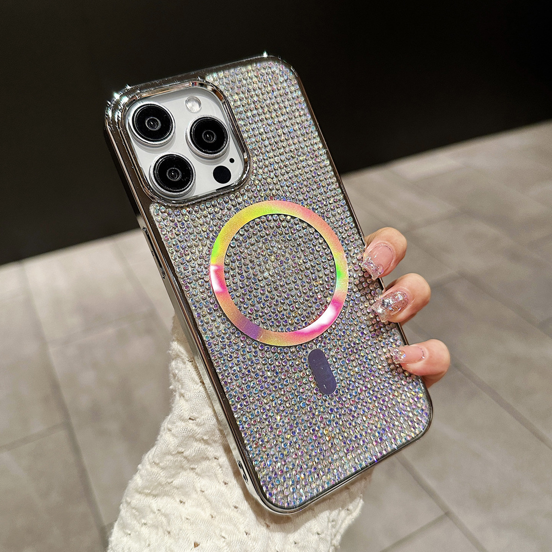 New Glitter Shining Diamond Plating Slim Wireless Charging Phone Case for iPhone Series