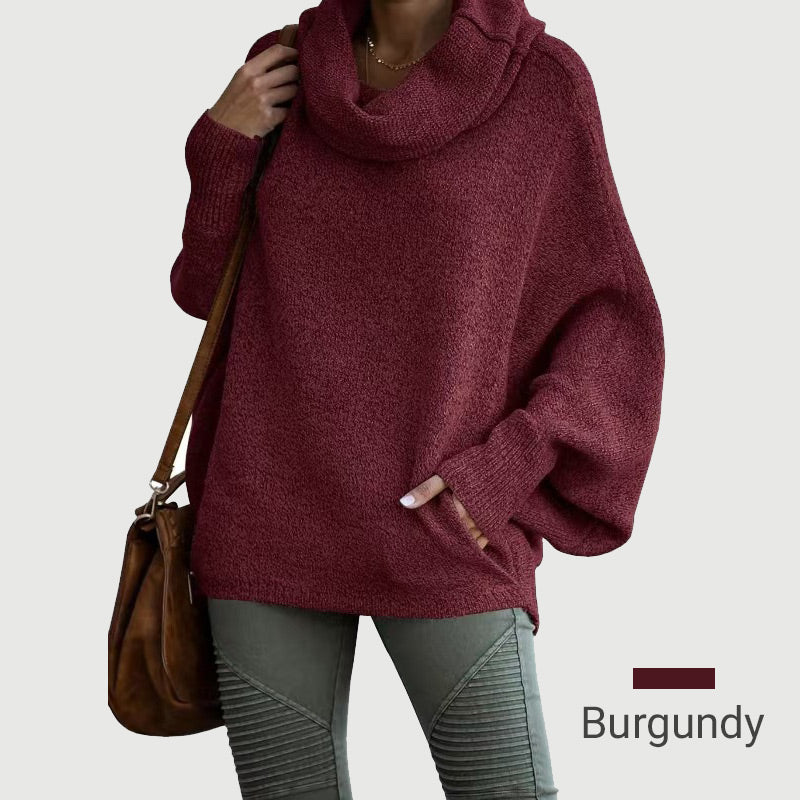 Hot SaleWomen's Batwing Cowl Neck Sweater with Pockets