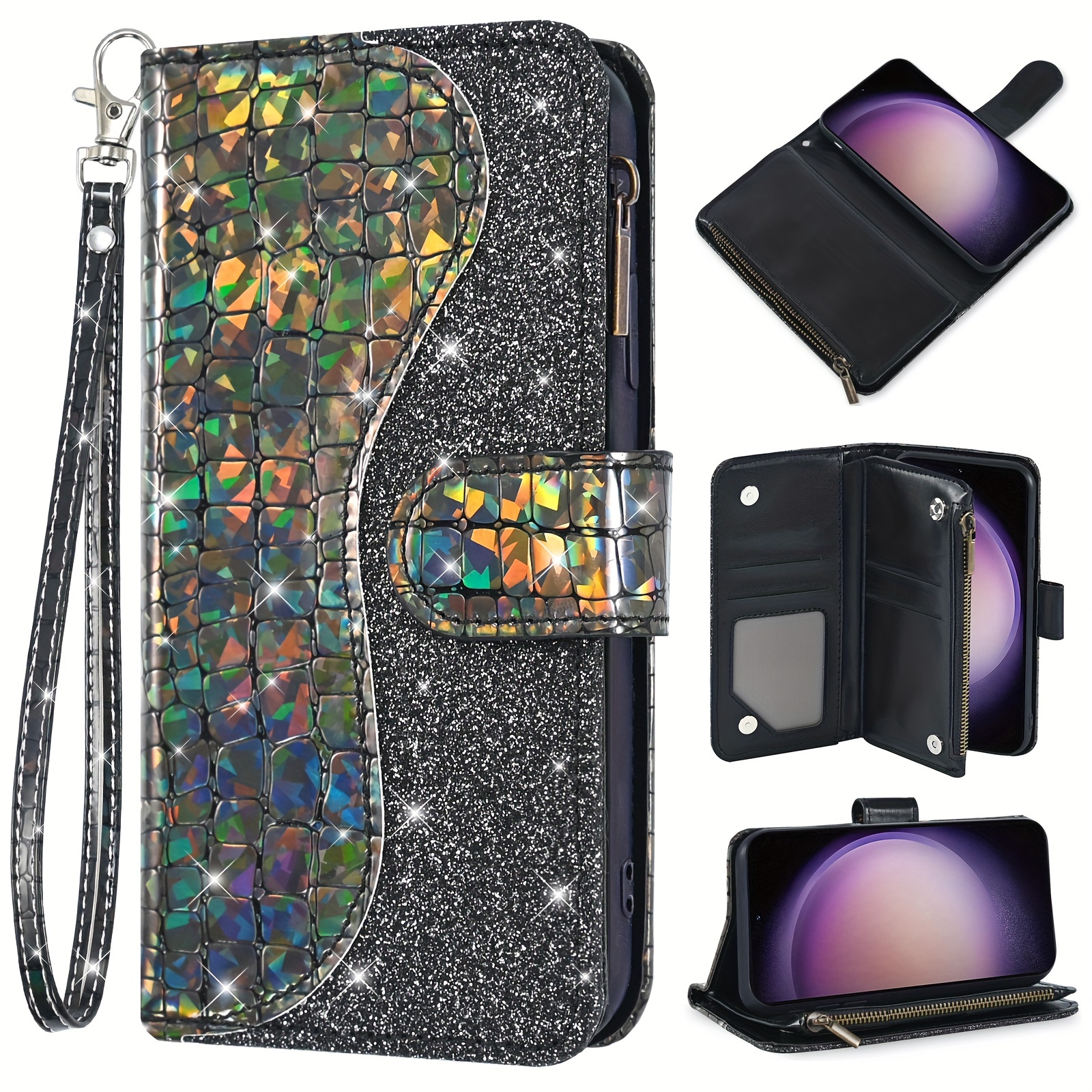 🎅Christmas Sales✨Glitter Zipper Wallet Phone Case For Samsung Galaxy S23 S22 S21 S20