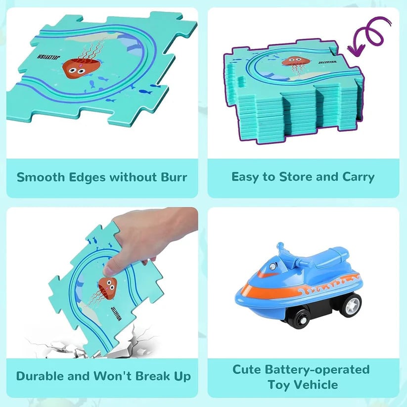 Kids DIY puzzle track car Set