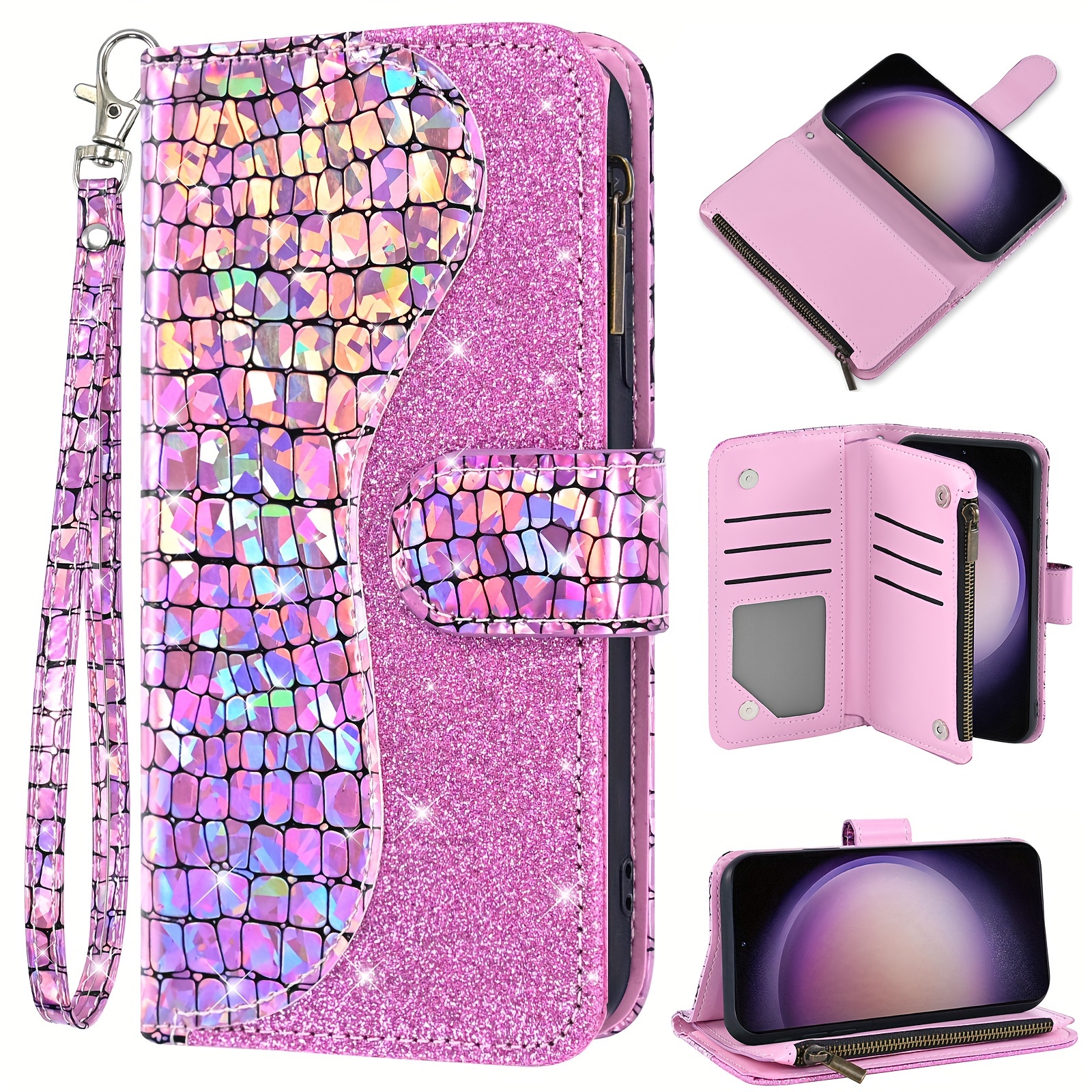 🎅Christmas Sales✨Glitter Zipper Wallet Phone Case For Samsung Galaxy S23 S22 S21 S20