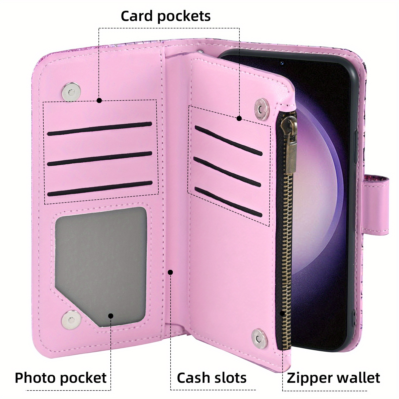 🎅Christmas Sales✨Glitter Zipper Wallet Phone Case For Samsung Galaxy S23 S22 S21 S20