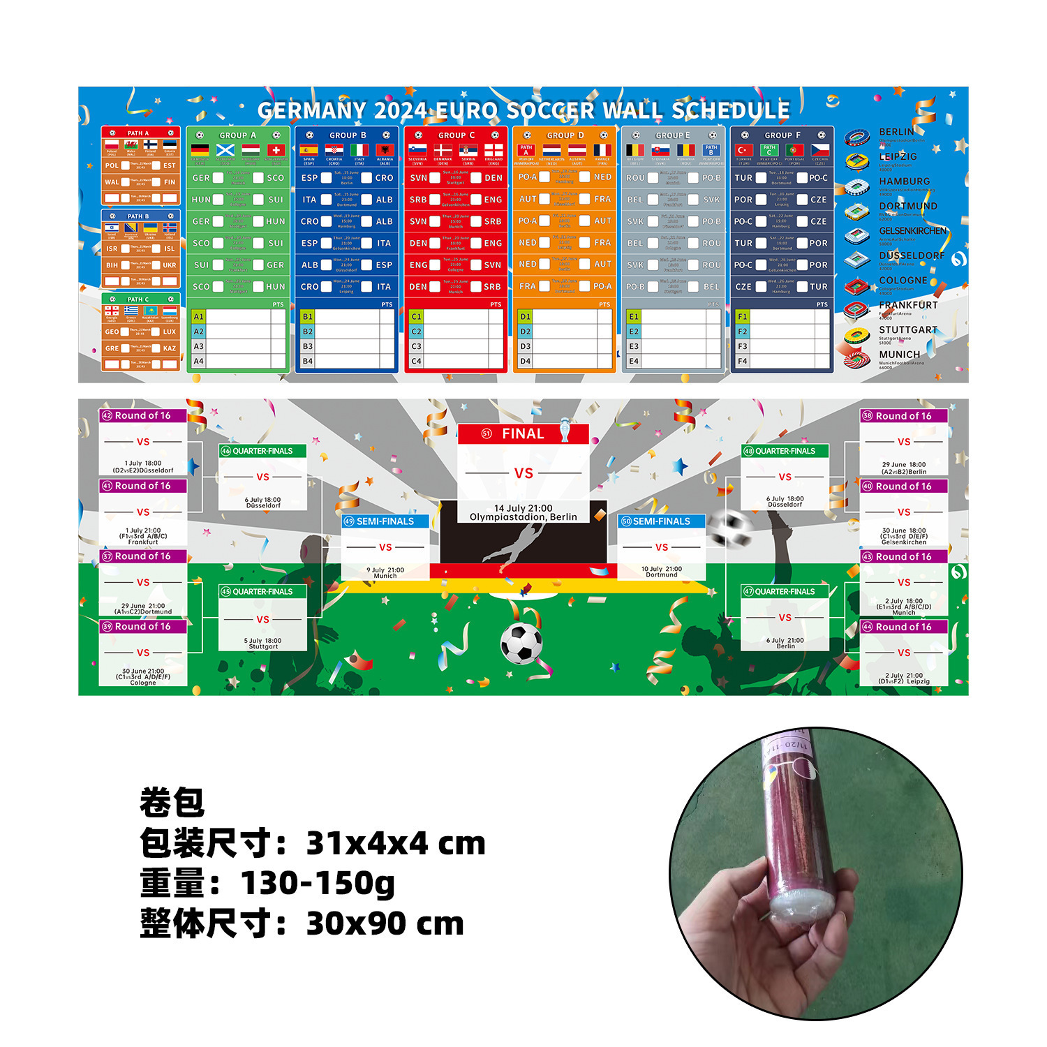 Euro Football Tournament Wallchart 2024 Poster