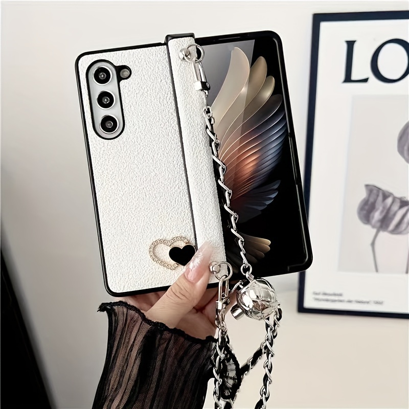 Love Hard Shell Case with Hinge Diagonal Cross Lanyard For Samsung For Galaxy Z Fold 6 5 4 3 