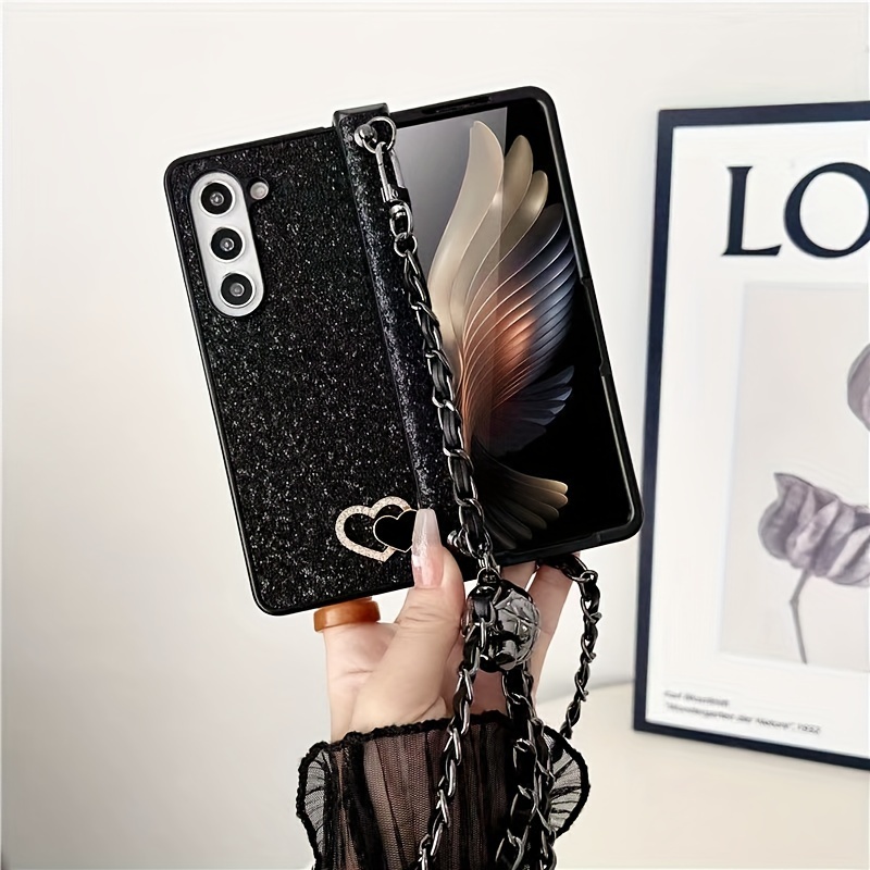 Love Hard Shell Case with Hinge Diagonal Cross Lanyard For Samsung For Galaxy Z Fold 6 5 4 3 