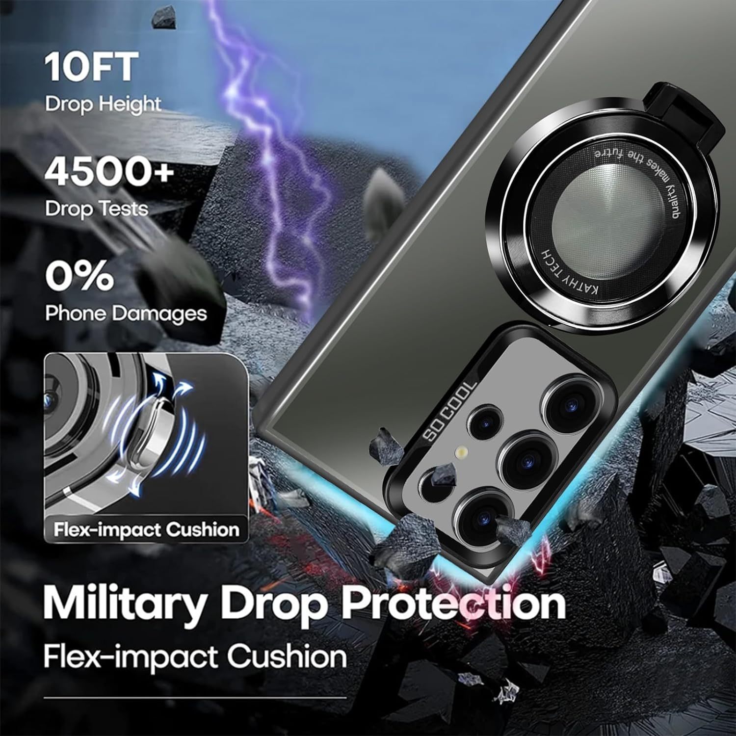 Anti-Scratch Shockproof Magnetic Bracket Case for Samsung S24 Ultra Plus