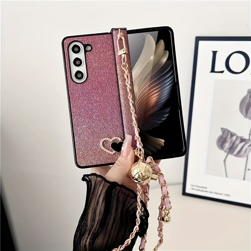 Love Hard Shell Case with Hinge Diagonal Cross Lanyard For Samsung For Galaxy Z Fold 6 5 4 3 