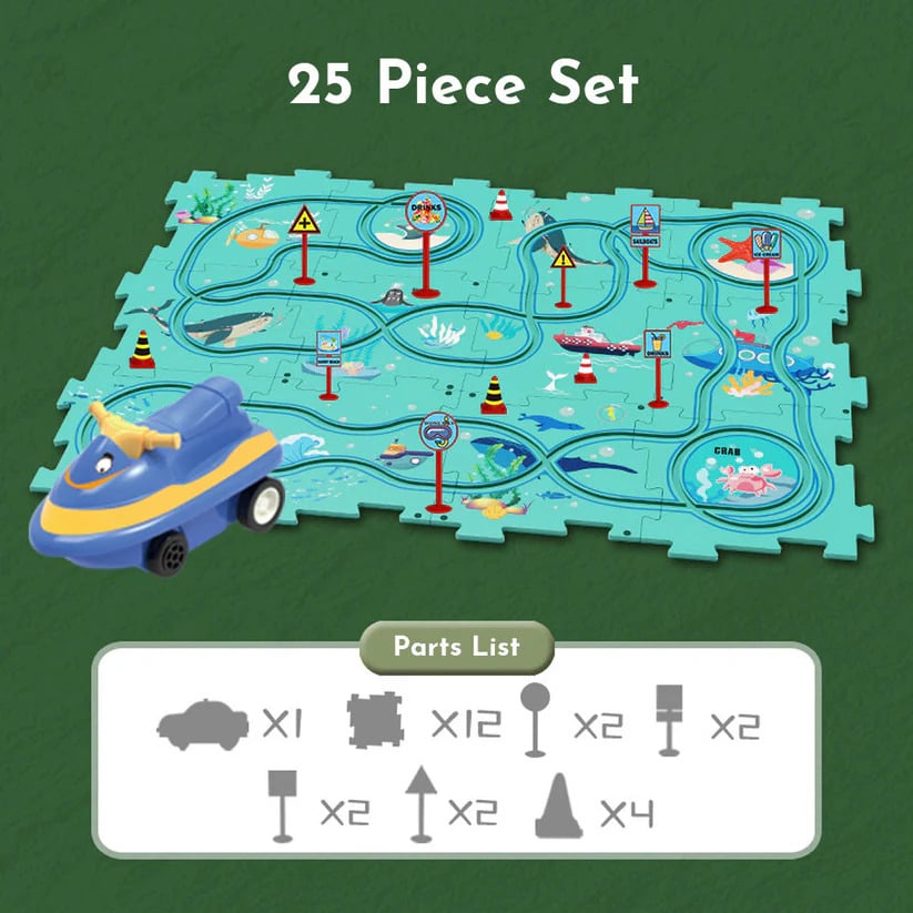Kids DIY puzzle track car Set