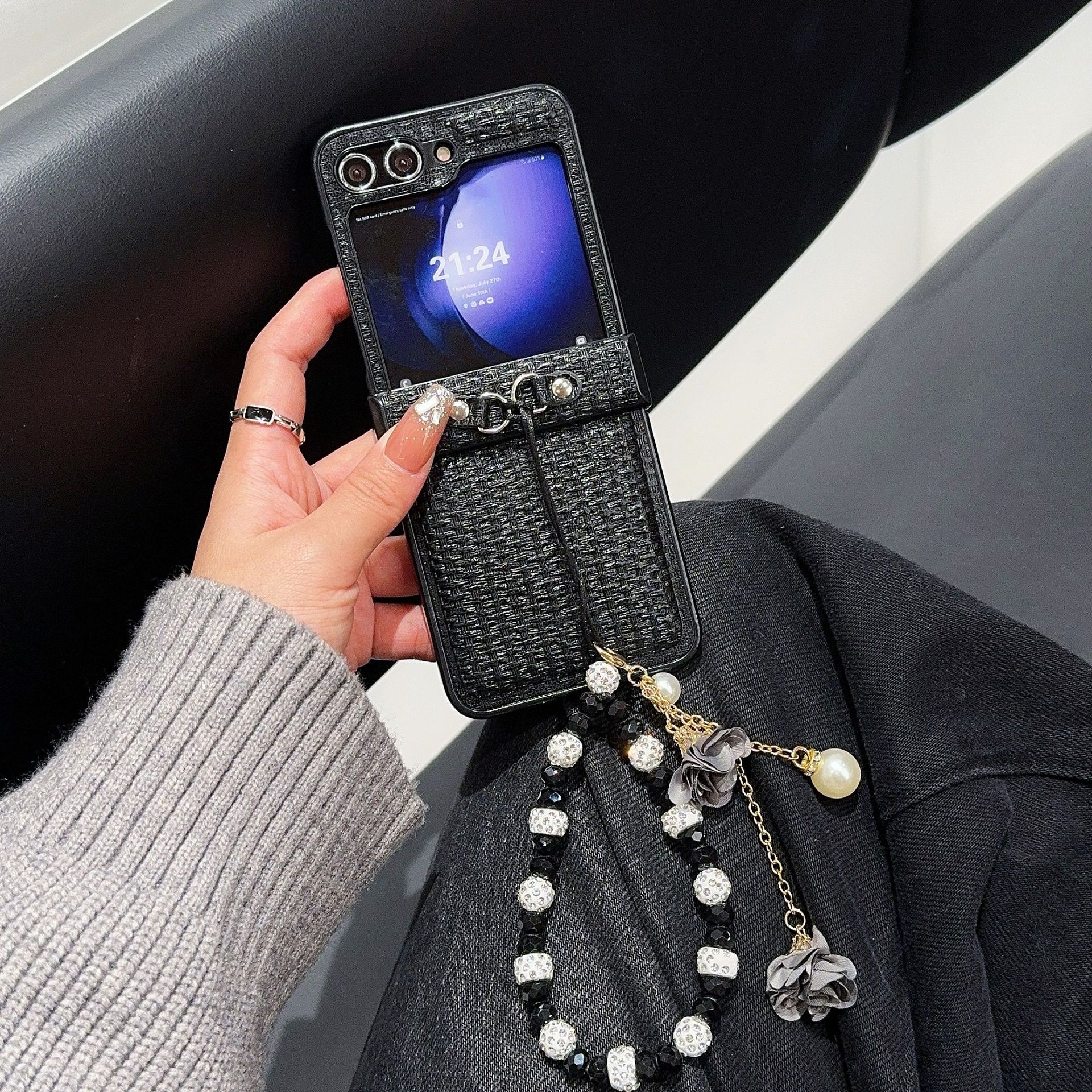 Luxury Leather Case With Chain For Samsung Galaxy  Z Flip 5/4/3