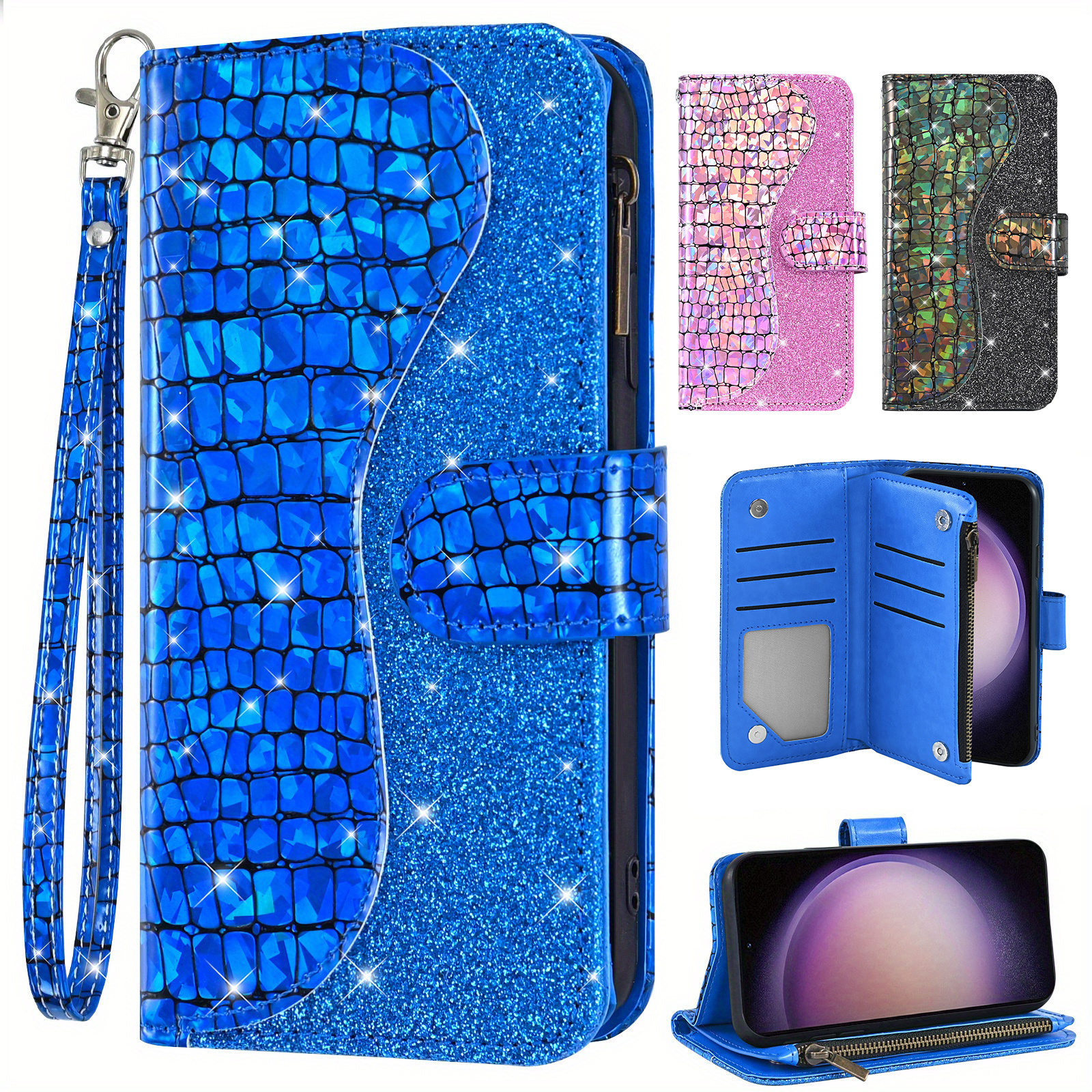 🎅Christmas Sales✨Glitter Zipper Wallet Phone Case For Samsung Galaxy S23 S22 S21 S20