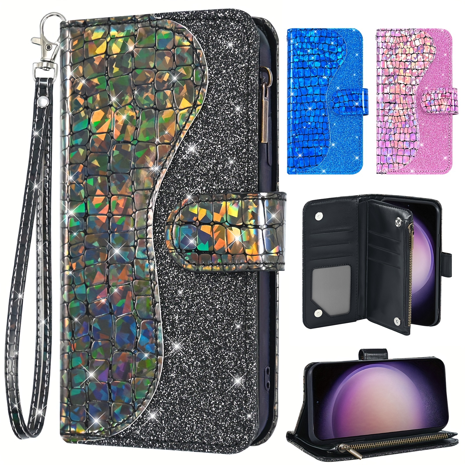 🎅Christmas Sales✨Glitter Zipper Wallet Phone Case For Samsung Galaxy S23 S22 S21 S20